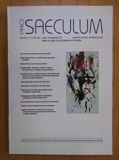 Anticariat: Revista Pro Saeculum, anul XX, nr. 5-6 (153-154), iulie-septembrie 2021