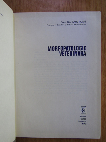 Paul Ioan - Morfologie veterinara