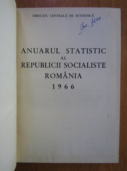 Anuarul statistic al Republicii Socialiste Romania 1966