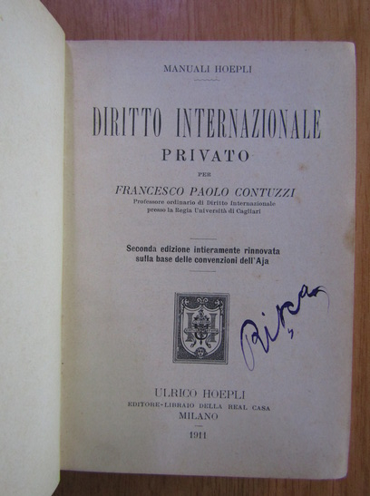 Francesco Paolo Contuzzi - Diritto internazionale privato