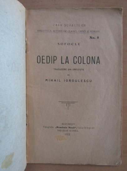 Sofocle - Oedip la colona (1921)