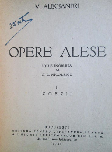 Vasile Alecsandri - Opere (1949)