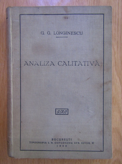 Anticariat: G. G. Longinescu - Analiza calitativa