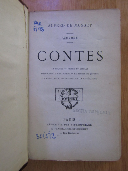 Alfred de Musset - Oeuvres contes (aprox 1910)
