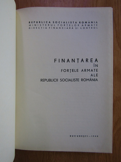 Finantarea in Fortele Armate ale Republicii Socialiste Romania