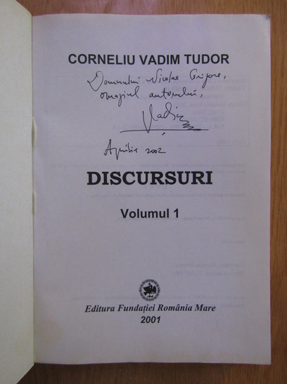 Anticariat: Corneliu Vadim Tudor - Discursuri (2 volume, cu autograf)