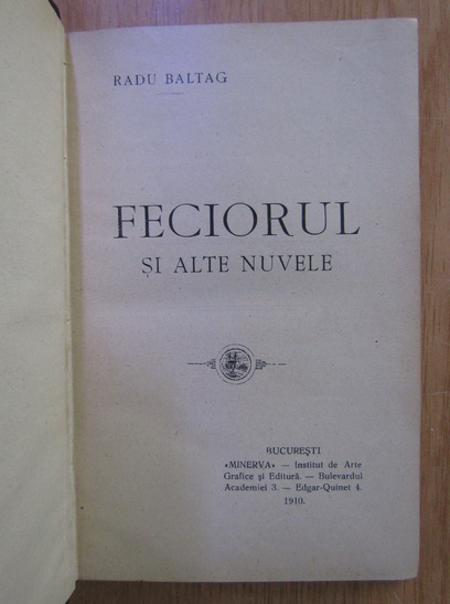 Radu Baltag - Feciorul si alte nuvele (1910)