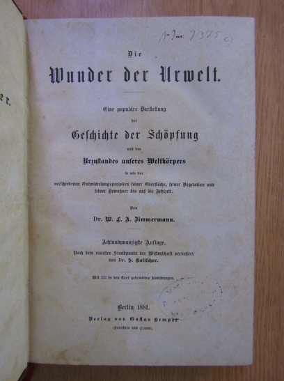 W. F. A. Zimmermann - Der Erdball und seine Naturwunder (volumul 3, 1881)