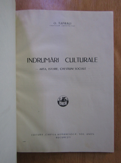 O. Tafrali - Indrumari culturale