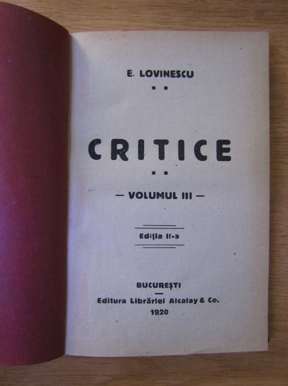 Eugen Lovinescu - Critice (volumul 3)
