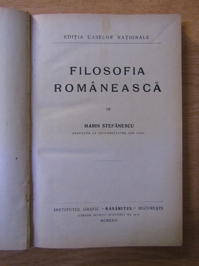 Marin Stefanescu - Filosofia romaneasca