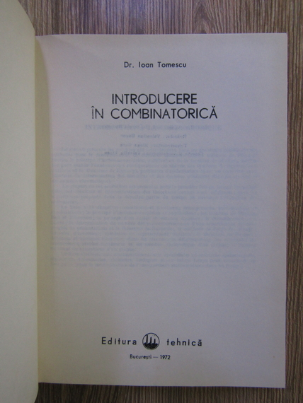 Ioan Tomescu - Introducere in combinatorica