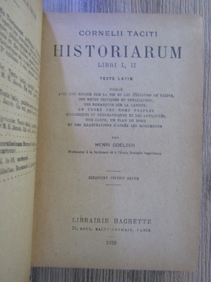 Cornelii Taciti - Historiarum (libri I, II, 1920)