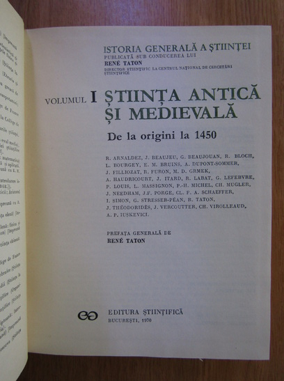 Istoria generala a stiintei, vol. 1. Stiinta antica si medievala