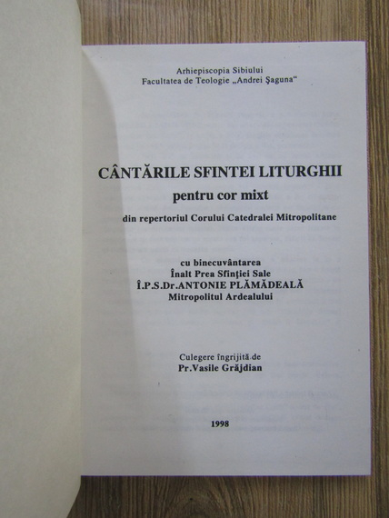 Vasile Grajdian - Cantarile sfintei liturghii pentru cor mixt din repertoriul Corului Catedralei Mitropolitane