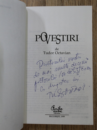 Anticariat: Tudor Octavian - Povestiri (cu autograful autorului si dedicatie pentru Ion Salisteanu)