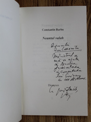 Anticariat: Constantin Barbu - Corpus eminescianum. Neantul valah (cu autograful autorului)