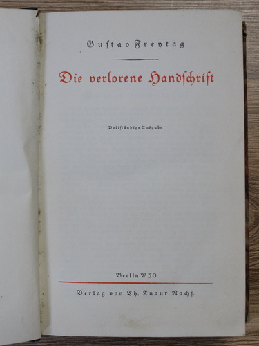 Gustav Freytag - Die verlorene handschrift (1930 aprox)