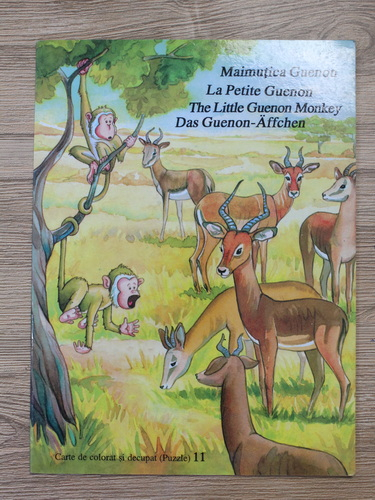 Anticariat: Maimutica Guenon. Carte de colorat si decupat, puzzle (editie multilingva)