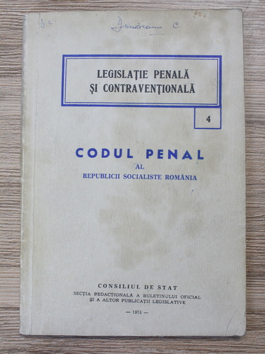 Anticariat: Codul penal al Republicii Socialiste Romania