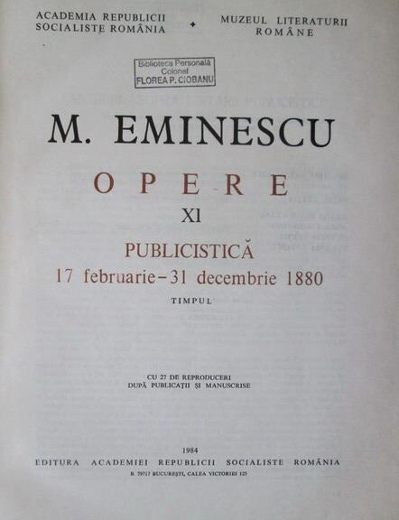 Mihai Eminescu - Opere (volumul 11)