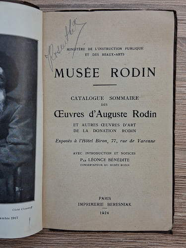Musee Rodin. Catalogue sommaire des Oeuvres d'Auguste Rodin (1924)