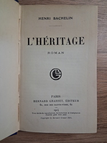 Henri Bachelin - L'heritage (1914)