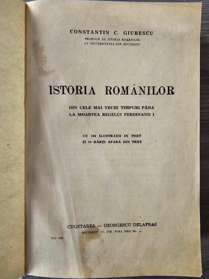 Constantin C. Giurescu - Istoria romanilor (1943)
