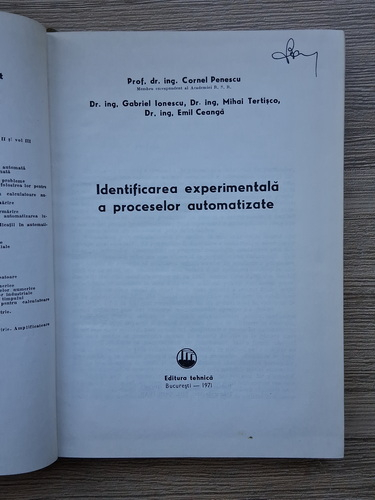 Corneliu Penescu - Identificarea experimentala a proceselor automatizate