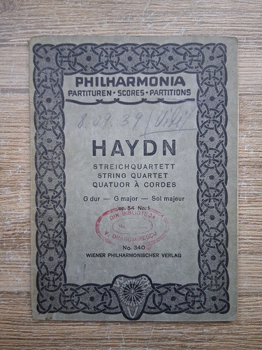 Anticariat: J. Haydn - Streichquartett, string quartet, quatuor a cordes. G dur, G major, Sol majeur (partituri)