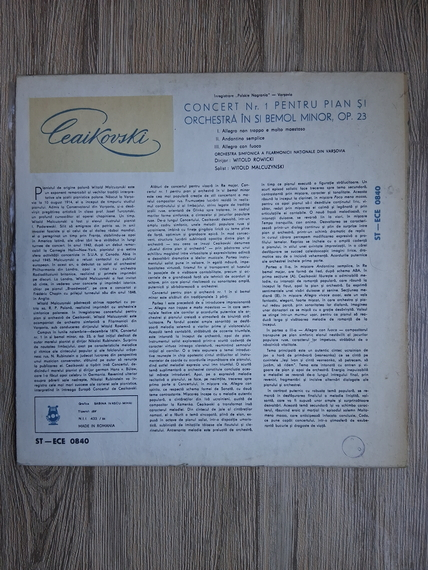 Ceaikovski - Concert nr.1 pentru pian si orchestra. Orchestra simfonica a filarmonicii din Varsovia. Dirijor: Witold Rowicki, solist: Witold Malcuzynski