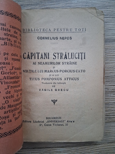 Cornelius Nepos - Capitani straluciti ai neamurilor straine si vietile lui Marcus Porcius Cato si a lui Titus Pomponius Atticus