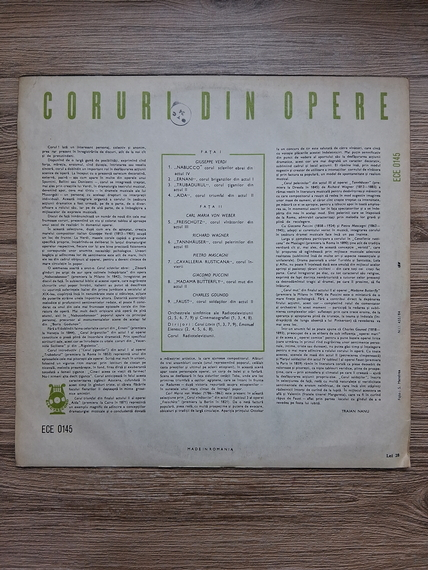 Corul Radioteleviziunii - Coruri din opere. Aida. Cavalleria Rusticana. Ernani. Faust. Freischutz. Madame Butterfly. Nabucco. Tannhauser. Trubadurul