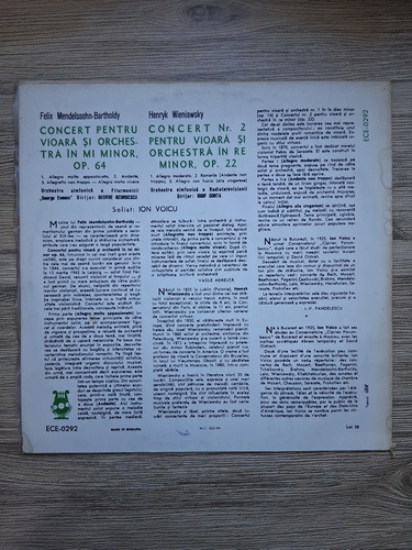 Ion Voicu, Orchestra simfonica a Filarmonicii George Enescu, George Georgescu - Concert pentru vioara si orchestra in Mi minor, op. 64 (Felix Mendelssohn-Bartholdy, Henryk Wieniawski)