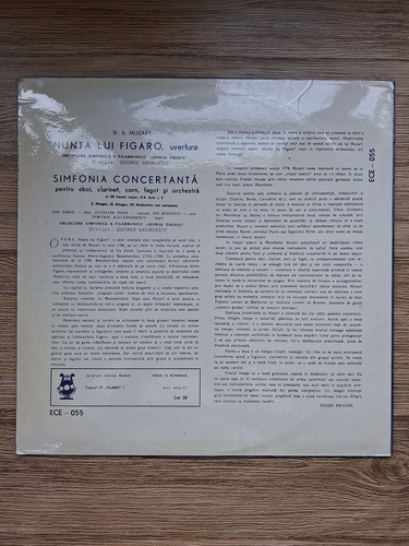 Orchestra simfonica a Filarmonicii George Enescu - Uvertura Nunta lui Figaro. Simfonia Concertanta in mi bemol major pentru oboi, clarinet, corn, fagot si orchestra (Mozart)