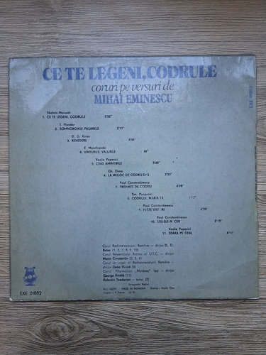 Corul de copii al Radioteleviziunii Romane, D.D. Botez, Marin Constantin - Ce te legeni codrule. Coruri pe versuri de Mihai Eminescu (Mihai Eminescu)