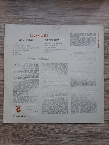Corul Filarmonicii George Enescu Bucuresti, Ion Romanu - Coruri (Ion Vidu, Sabin Dragoi, cu autograful lui Ion Romanu)
