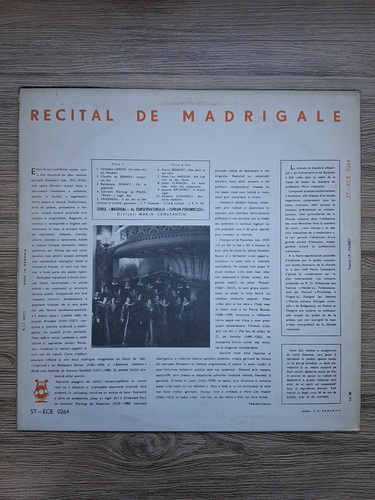 Corul Madrigal al Conservatorului Ciprian Porumbescu, Marin Constantin - Madrigale
