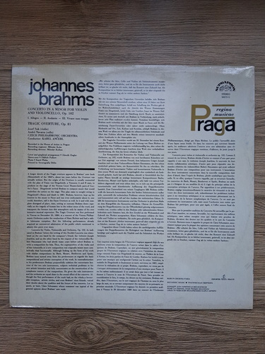 Czech Philharmonic Orchestra, Karel Ancerl, Josef Suk, Andre Navarra - Concerto in La minor for violin, violoncello and orchestra, op. 102. Tragic overture, op. 81 (Johannes Brahms)