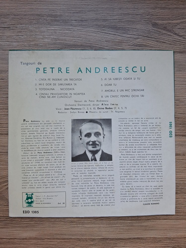 Doina Badea, Jean Paunescu, Orchestra Electrecord - Tangouri de Petre Andreescu