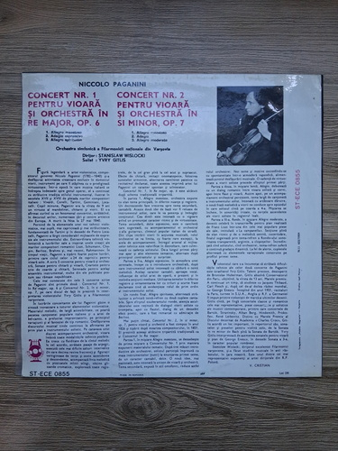 Orchestra simfonica a Filarmonicii Nationale din Varsovia, Stanislaw Wislocki, Yvry Gitlis - Concertele pentru vioara si orchestra nr. 1 in Re major, op. 6 si nr. 2 in Si minor, op. 7 (Niccolo Paganini)