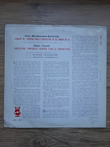 Orchestra simfonica a Radioteleviziunii, Richard Schumacher - Concert nr. 1 pentru pian si orchestra in Sol minor. Variatiuni simfonice pentru pian si orchestra (Felix Mendelssohn-Bartholdy, Cesar Franck)