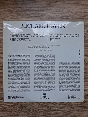 Symphony Orchestra of the Oradea Philharmonic, Ervin Acel, Gheorghe Ilie - Concerto for violin and orchestra in Si bemol major (Michael Haydn)