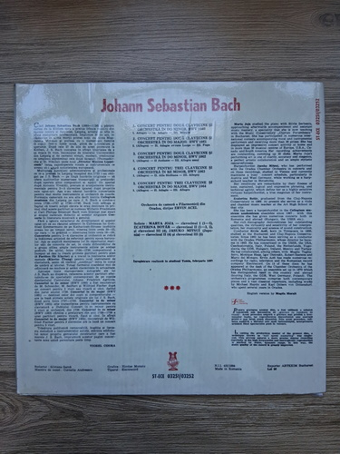 Chamber orchestra of the Oradea philharmonic, Ervin Acel - Concertos for 2 and 3 harpsichords and string orchestra (Johann Sebastian Bach, 2 viniluri)