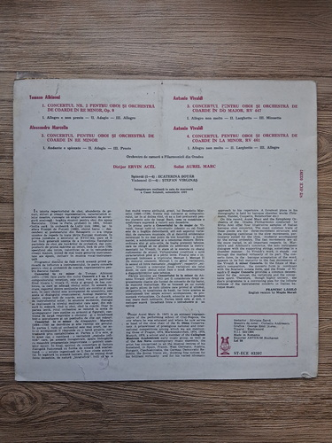 Chamber orchestra of the Oradea philharmonic, Ervin Acel - Concertos for oboe and strings orchestra (Tomaso Albinoni, Alessandro Marcello, Antonio Vivaldi)