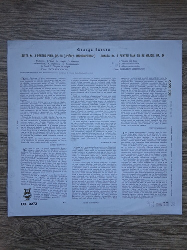 Corneliu Gheorghiu, Nicolae Caravia - Sonata nr. 3 pentru pian in Re major, op. 24 nr. 3. Suita nr. 3 pentru pian, op. 18. Pieces impromptues (George Enescu)