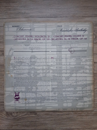 Orchestra Simfonica a Cinematografiei, Orchestra Simfonica a Filarmonicii de Stat George Enescu - Concert pentru violoncel si orchestra in La minor, op. 129 (Robert Schumann, Felix Mendelssohn Bartholdy)