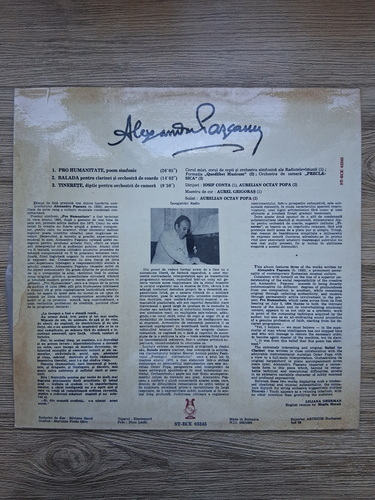 Orchestra simfonica a Radioteleviziunii Romane, Corul mixt al Radioteleviziunii Romane - Pro Humanitate, poem simfonic. Ballad for clarinet and orchestra (Alexandru Pascanu) 