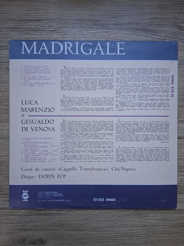Corul de camera Cappella Transylvanica, Dorin Pop - Madrigale (Luca Marenzio, Gesualdo di Venosa)
