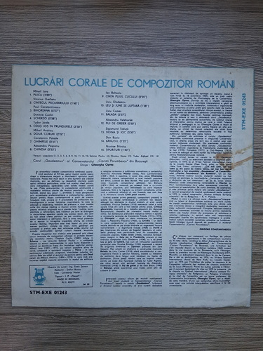 Corul Gaudeamus al Conservatorului Ciprian Porumbescu din Bucuresti, Gheorghe Oprea - Lucrari corale de compozitori romani